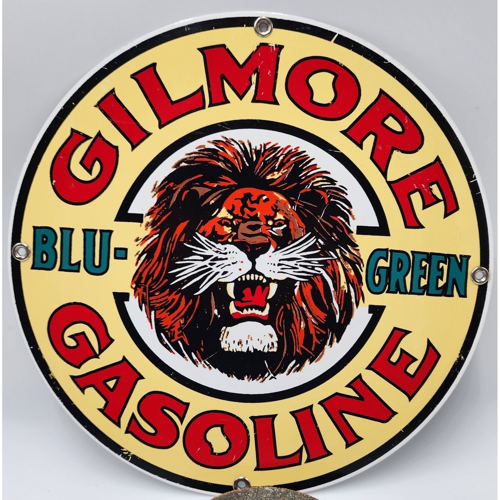 Gilmore Gasoline Sign 18 Inches 1 Sided